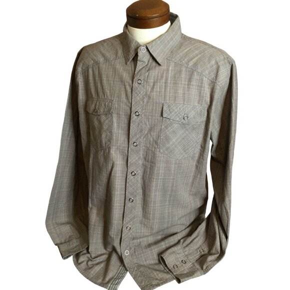 Ecoths Men's Snap Front Western Shirt Organic Cotton Flap Pocket Collared XXL - Picture 1 of 7